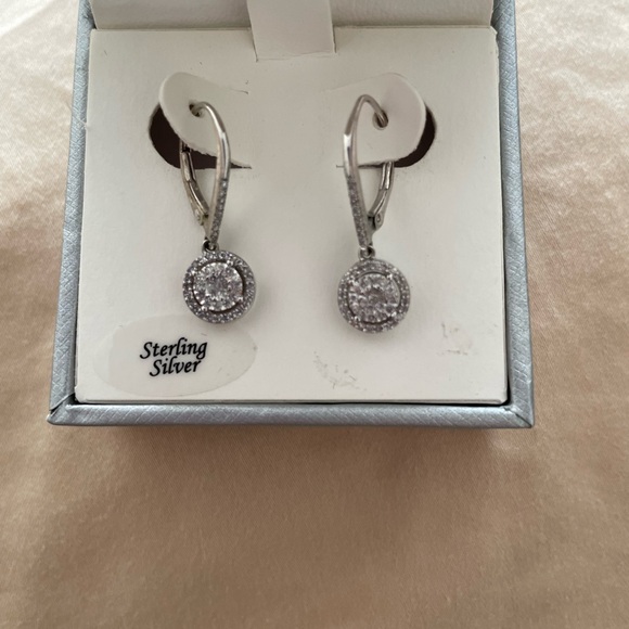 Diamond Cluster Drop Earrings - Picture 2 of 4